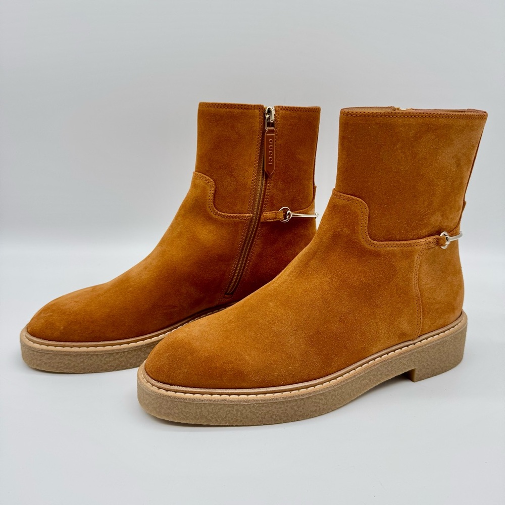 GUCCU Slim Horsebit Suede Ankle Boots EUR 37.5 US 7.5 - Picture 5 of 10